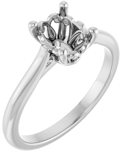 Sužadėtuvių Žiedas „Solitaire“ 585 Baltojo Aukso Oval 8mm x 6mm (1)