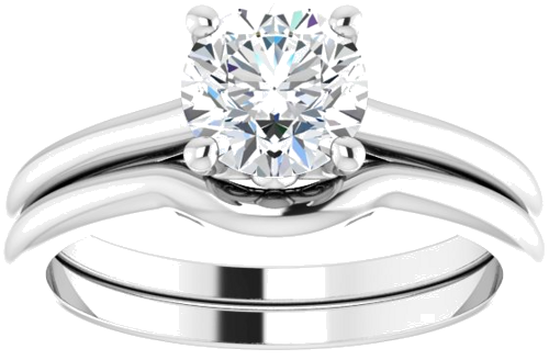 Sužadėtuvių Žiedas „Solitaire Fleur De Lis“ 585 Baltojo Aukso Round 6.5mm (8)