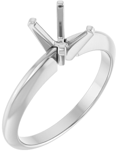 14K White 6.5x4.5 mm Emerald Solitaire Engagement Ring Mounting (1)