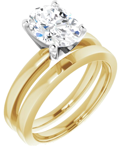 Sužadėtuvių Žiedas „Solitaire“ 585 Baltojo Ir Geltonojo Aukso Oval 9mm x 7mm (6)