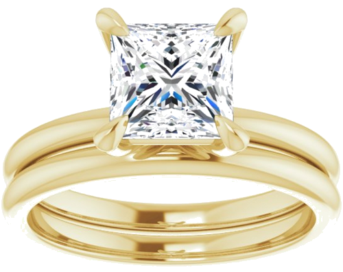 14K Yellow  6.5x6.5 mm Square Solitaire Engagement Ring Mounting (8)