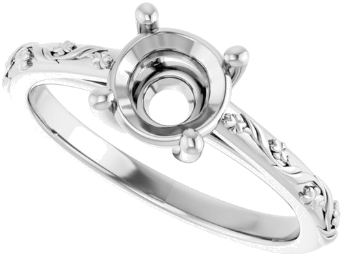 14K White 6.5 mm Round Solitaire Engagement Ring Mounting (5)