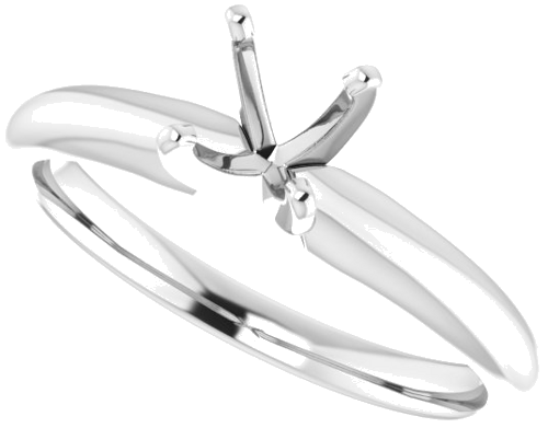 14K White 5-5.3 mm Round 4-Prong Solitaire Ring Mounting (5)
