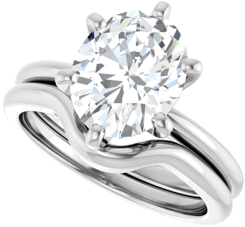 14K White  10x8 mm Oval Solitaire Engagement Ring Mounting (10)