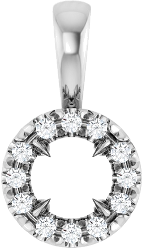14K White 4 mm Round .05 CTW Natural Diamond Semi-Set Halo-Style Pendant (1)