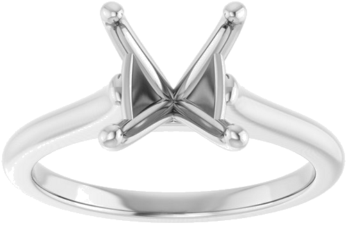 14K White 10x8 mm Oval Solitaire Engagement Ring Mounting (3)