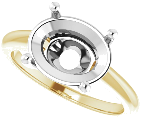 Sužadėtuvių Žiedas „Solitaire“ 585 Baltojo Ir Geltonojo Aukso Oval 11mm x 9mm (5)