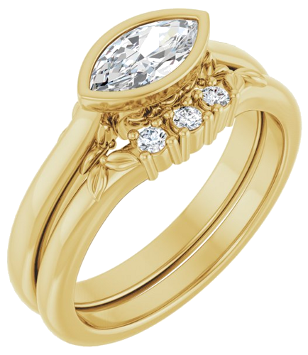 Sužadėtuvių Žiedas „Bezel-Set“ 585 Geltonojo Aukso Marquise 8mm x 4mm (6)