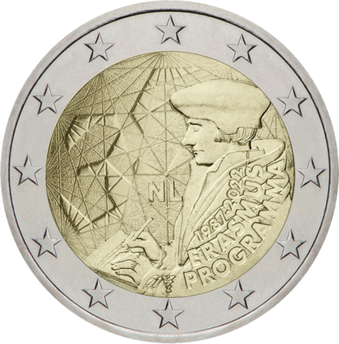 2022 Холандия Монета от 2 евро 35-та годишнина Еразъм (1)