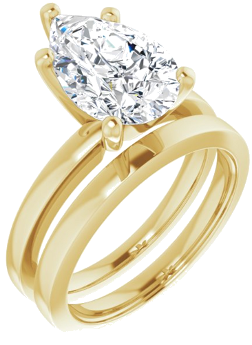 Sužadėtuvių Žiedas „Solitaire“ 585 Geltonojo Aukso Pear Shape 12mm x 8mm (6)
