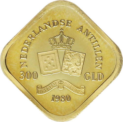 300 Guldenų Juliana 1980 Nyderlandai auksinė moneta (2)