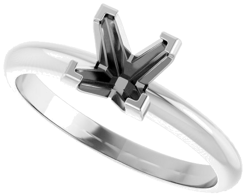 10K White 5.5 mm Square 4-Prong Solitaire Ring Mounting (5)