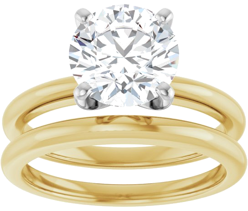 Sužadėtuvių Žiedas „Solitaire“ 585 Baltojo Ir Geltonojo Aukso Round 8.2mm (8)