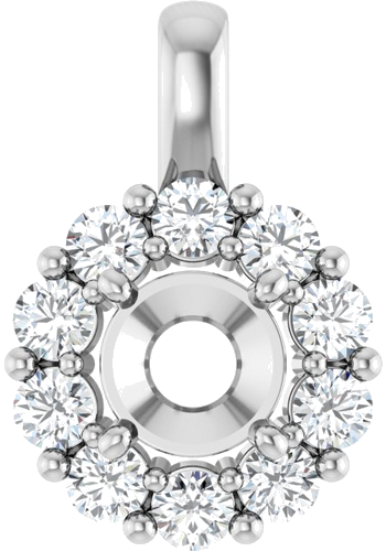 14K White 6 mm Round 1 2 CTW Natural Diamond Semi-Set Pendant (1)
