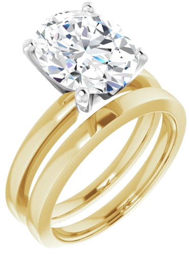 Sužadėtuvių Žiedas „Solitaire“ 585 Baltojo Ir Geltonojo Aukso Oval 11mm x 9mm (6)