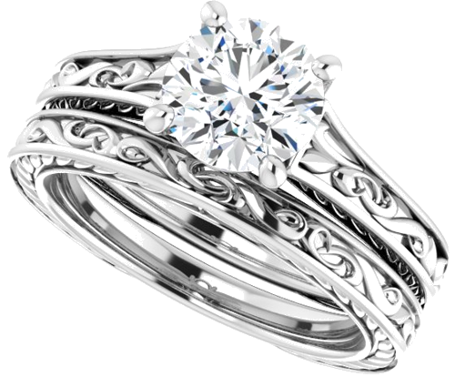 14K White  7 mm Round Solitaire Engagement Ring Mounting (10)