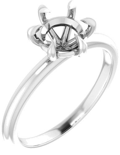 14K White 7 mm Round Solitaire Engagement Ring Mounting (1)