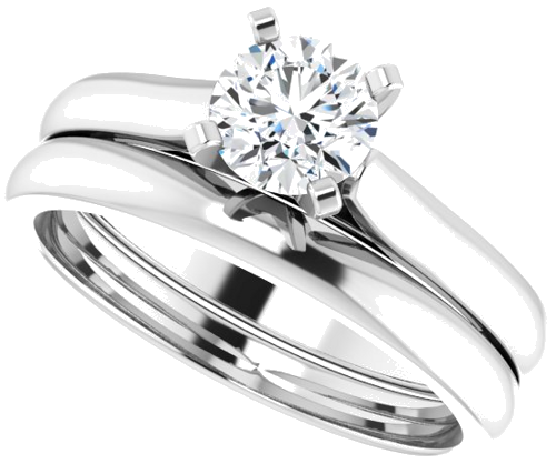 Sužadėtuvių Žiedas „Solitaire“ 585 Baltojo Aukso Round 5.5mm (9)