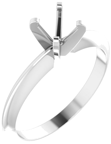 14K White 5.0-5.3 mm Round 4-Prong Solitaire Engagement Mounting (1)