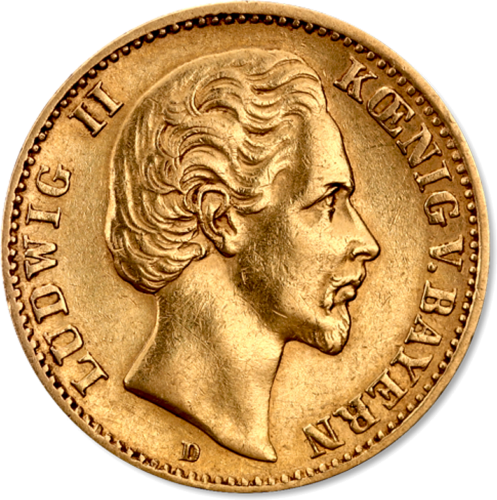 10 Marks Ludwig II gold coin Bavaria German Empire (1)
