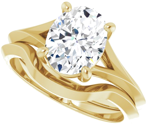 14K Yellow 9x7 mm Oval Solitaire Engagement Ring Mounting (10)