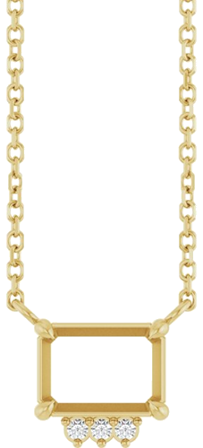 14K Yellow 7x5 mm Emerald .025 CTW Natural Diamond Semi-Set 18  Necklace (1)