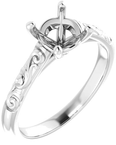 Sužadėtuvių Žiedas „Solitaire“ 585 Baltojo Aukso Round 7mm (1)