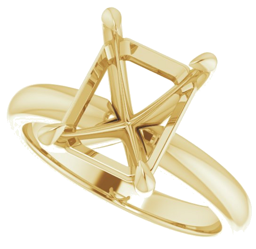 14K Yellow 10x8 mm Emerald Solitaire Engagement Ring Mounting (5)