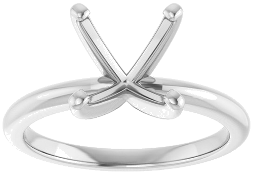 14K White  7 mm Square Solitaire Engagement Ring Mounting (3)