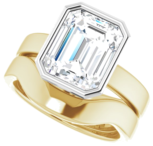 14K Yellow White 10x8 mm Emerald Solitaire Engagement Ring Mounting (10)