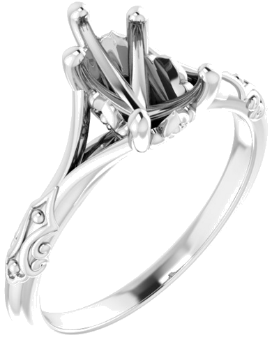 Sužadėtuvių Žiedas „Solitaire Split Shank“ 585 Baltojo Aukso Pear Shape 9mm x 6mm (1)