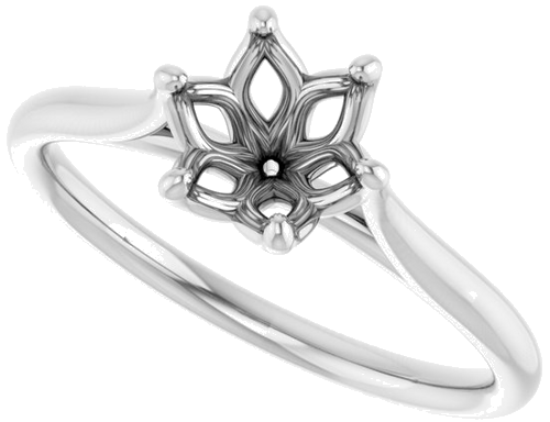 14K White 6.5 mm Round Engagement Ring Mounting (5)