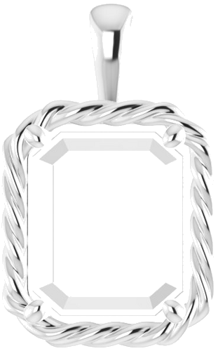 Pakabukas „Rope“ 585 Baltojo Aukso Emerald 12mm x 10mm (1)