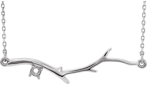 14K White 1-Stone Family Branch 16-18  Necklace Mounting (1)