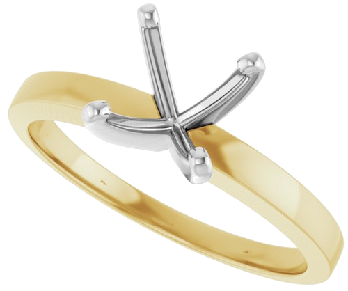 14K Yellow   White 7.3-7.7 mm Round 4-Prong Solitaire Ring Mounting (5)