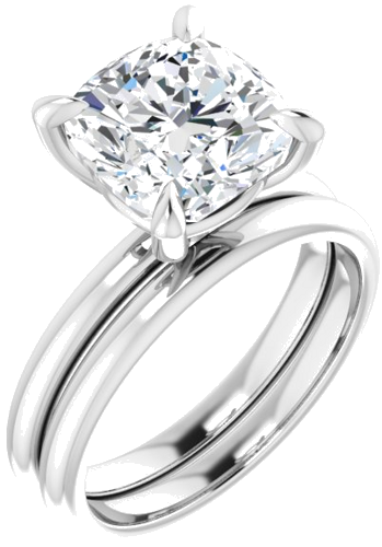 Platinum  9x9 mm Cushion Solitaire Engagement Ring Mounting (6)