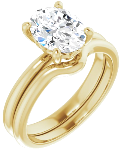 Sužadėtuvių Žiedas „Solitaire“ 585 Geltonojo Aukso Oval 9mm x 7mm (6)