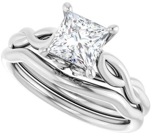 14K White  5.5 mm Square Solitaire Engagement Ring Mounting (10)