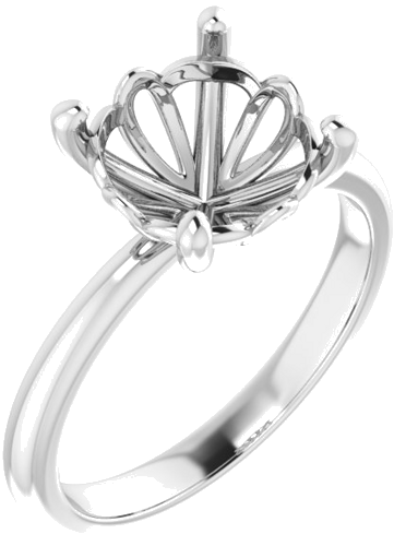 14K White 9.4 mm Round Solitaire Engagement Ring Mounting (1)