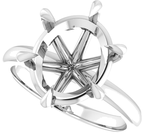 14K White 12x10 mm Oval Solitaire Engagement Ring Mounting (5)