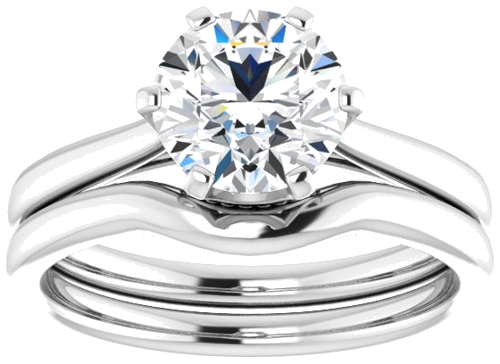 14K White 7.4 mm Round Engagement Ring Mounting (8)