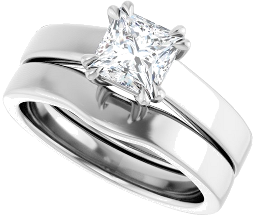 Platinum 5.5x5.5 mm Square Engagement Ring Mounting (10)