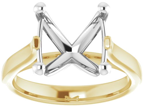14K Yellow   White 10x10 mm Cushion Engagement Ring Mounting (3)