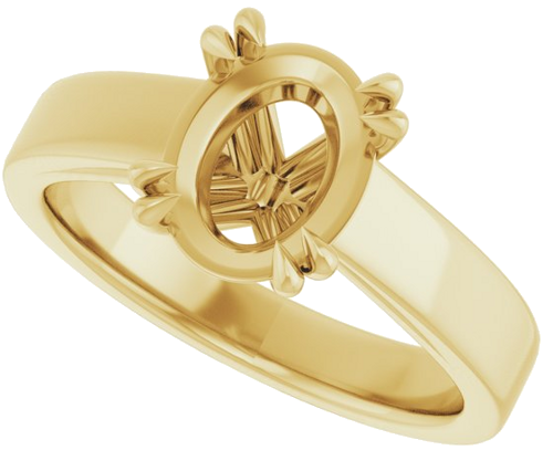 14K Yellow 9x7 mm Oval Engagement Ring Mounting (4)