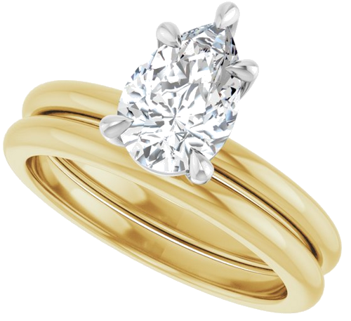 14K Yellow White 9x6 mm Pear Solitaire Engagement Ring Mounting (8)