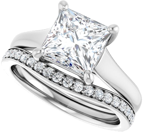 Sužadėtuvių Žiedas „Solitaire“ 585 Baltojo Aukso Square 7mm (10)