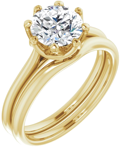 Sužadėtuvių Žiedas „Solitaire“ 585 Geltonojo Aukso Round 7.4mm (6)