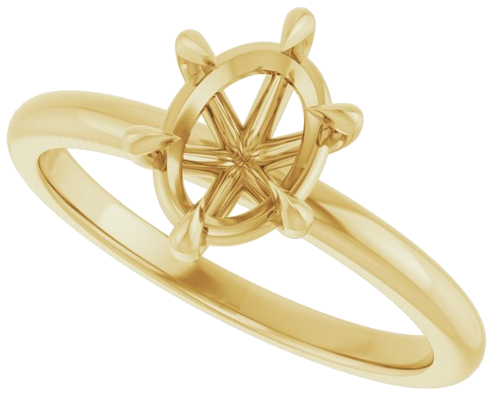 Sužadėtuvių Žiedas „Solitaire“ 585 Geltonojo Aukso Oval 8mm x 6mm (5)