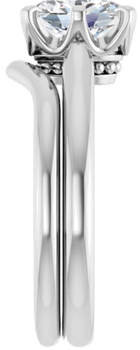 Sužadėtuvių Žiedas „Solitaire“ 585 Baltojo Aukso Oval 8mm x 6mm (9)