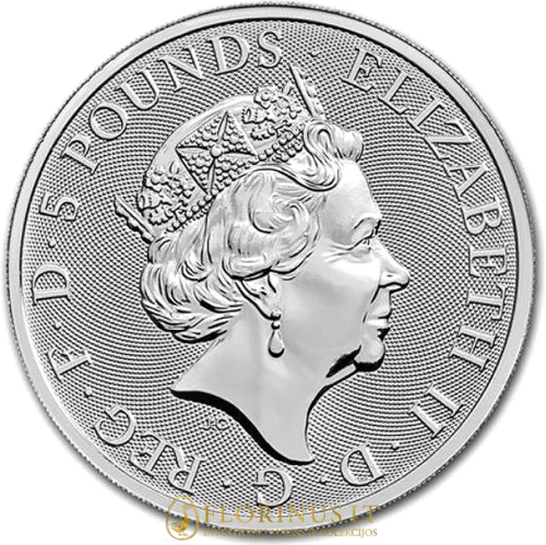 2018 Великобритания, Кралица Звяр Еднорог Сребърна монета от 2 унции (3)